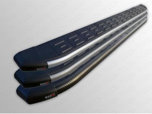 Пороги алюминиевые ТСС с накладкой для Mitsubishi Pajero Sport № MITPASPOR14-11AL